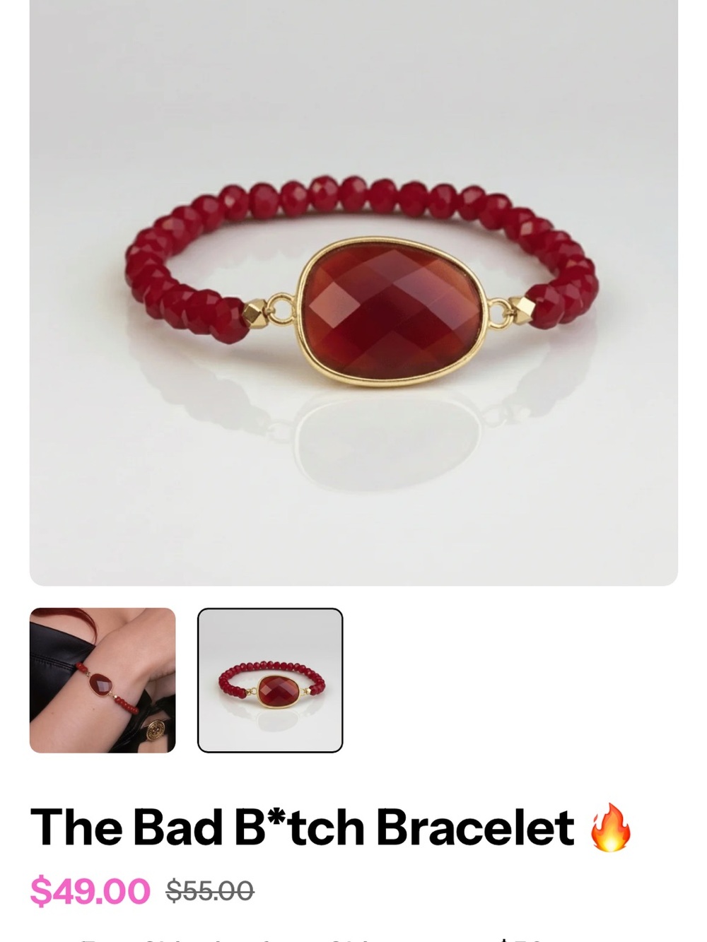 The Bad B**** Carnelian bracelet - Picture 2 of 4